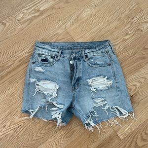 American Eagle Outfitters high waisted ripped denim shorts